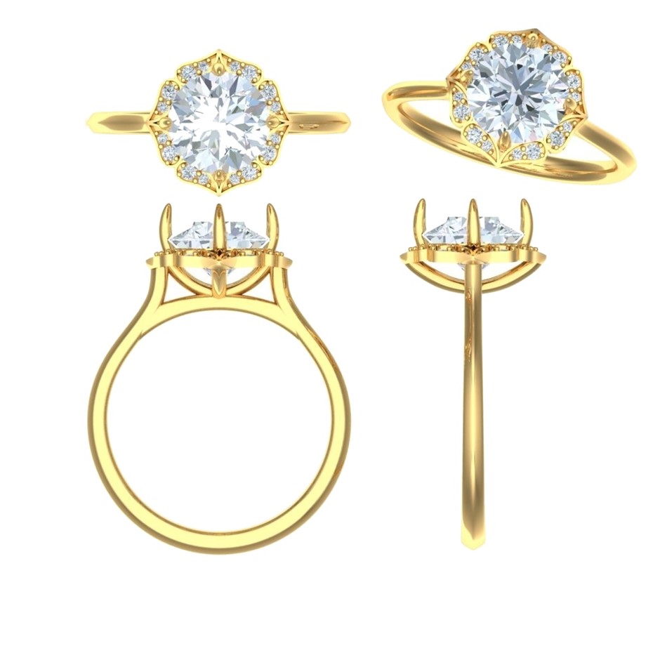 18k Yellow Gold 4ct Lab Diamond Engagement Ring