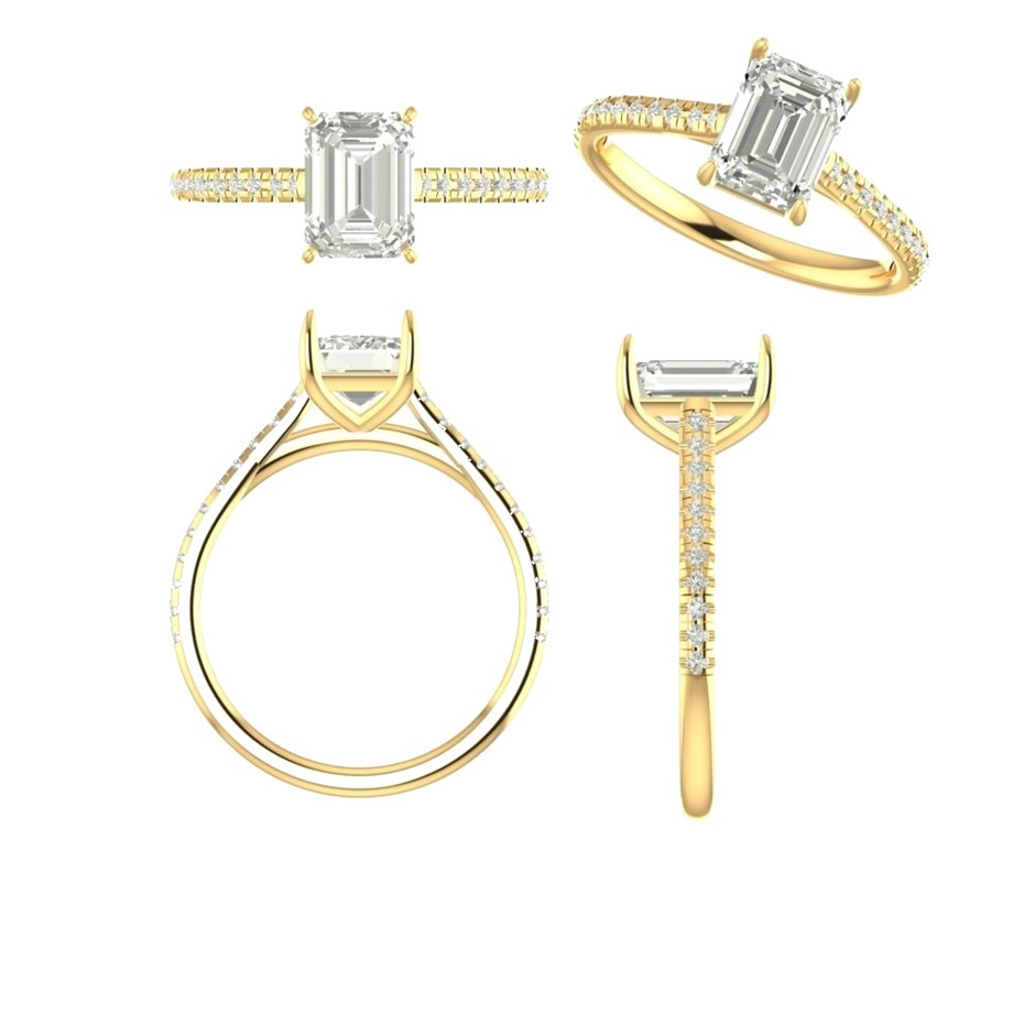 18k Yellow Gold 4ct Lab Diamond Engagement Ring