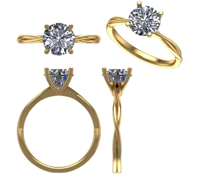 18k Yellow Gold 4ct Lab Diamond Engagement Ring