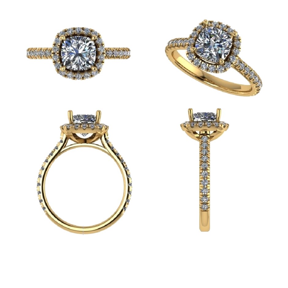 18k Yellow Gold 4ct Lab Diamond Engagement Ring