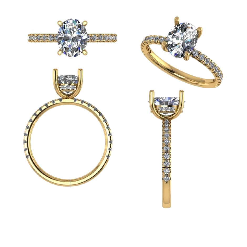 18k Yellow Gold 4ct Lab Diamond Engagement Ring
