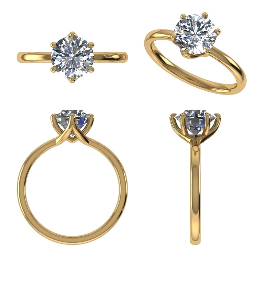 18k Yellow Gold 4ct Lab Diamond Engagement Ring