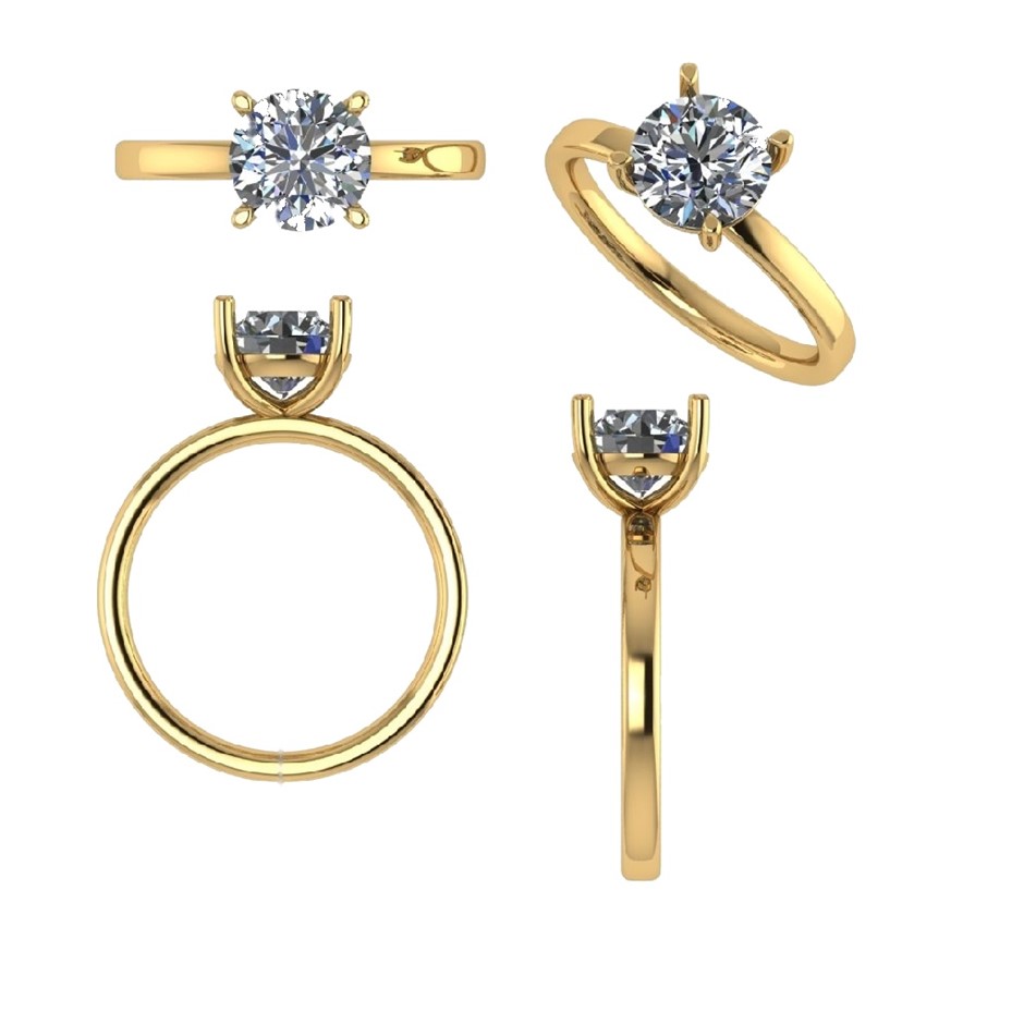 18k Yellow Gold 4ct Lab Diamond Engagement Ring
