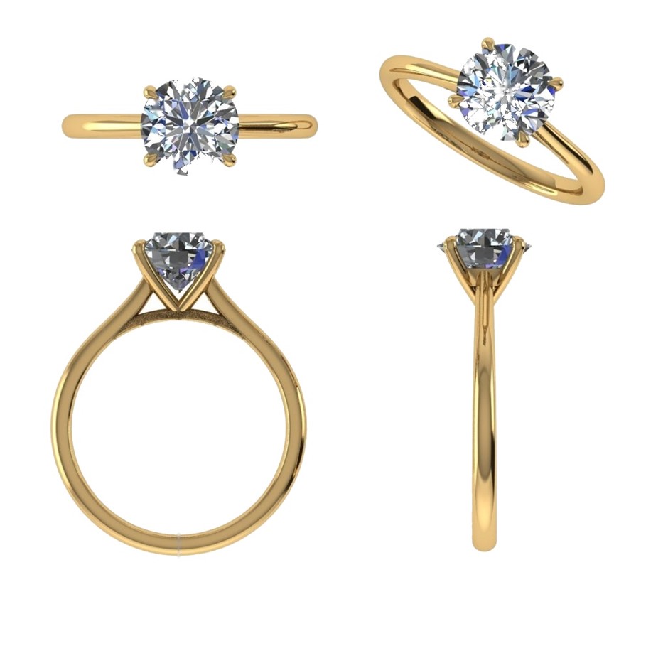 18k Yellow Gold 4ct Lab Diamond Engagement Ring