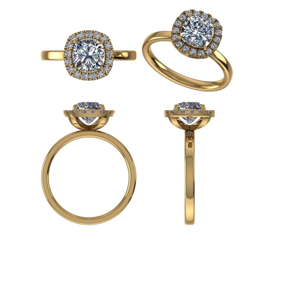 18k Yellow Gold 4ct Lab Diamond Engagement Ring