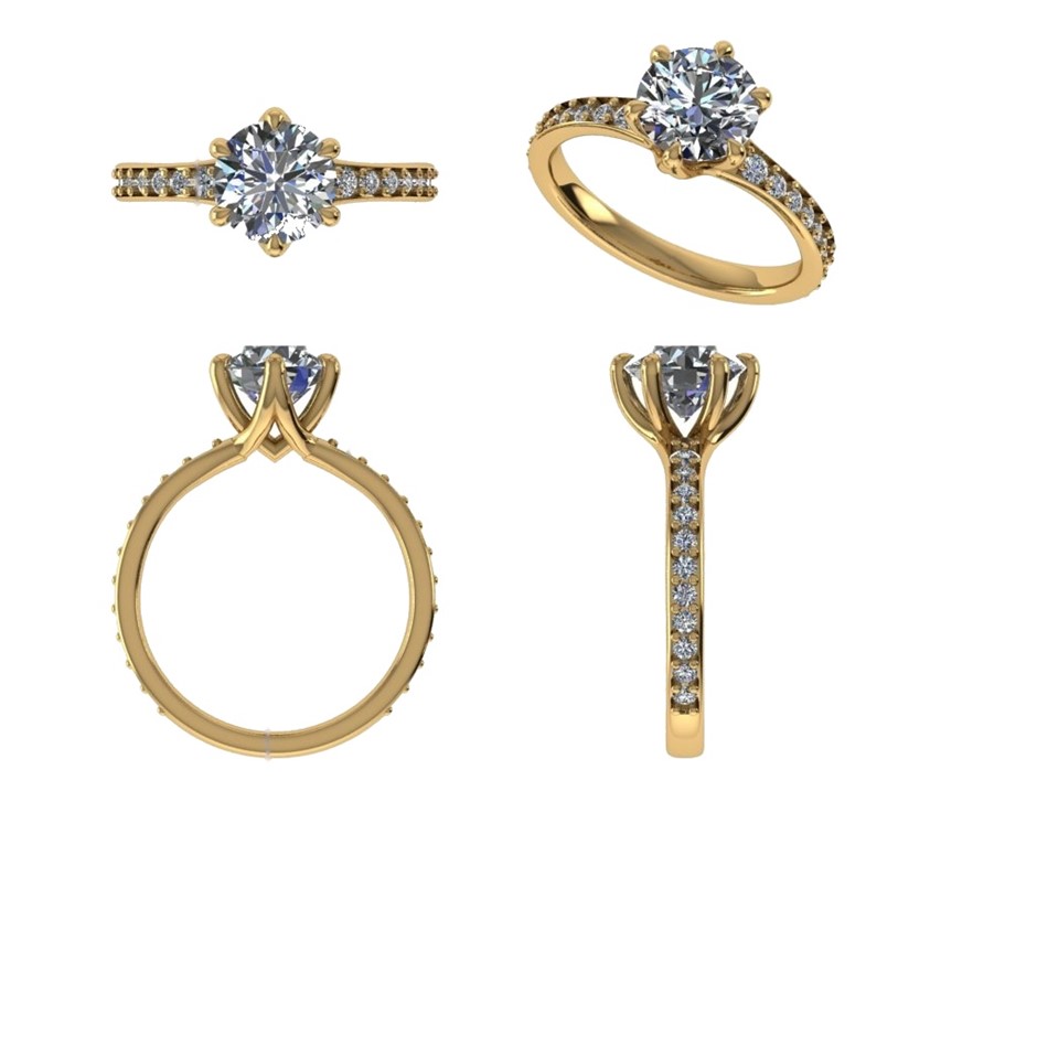 18k Yellow Gold 4ct Lab Diamond Engagement Ring
