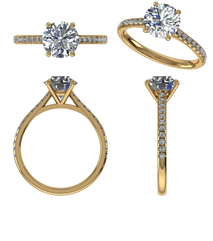 18k Yellow Gold 4ct Lab Diamond Engagement Ring