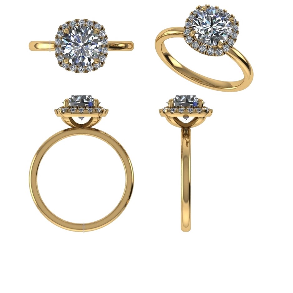 18k Yellow Gold 4ct Lab Diamond Engagement Ring