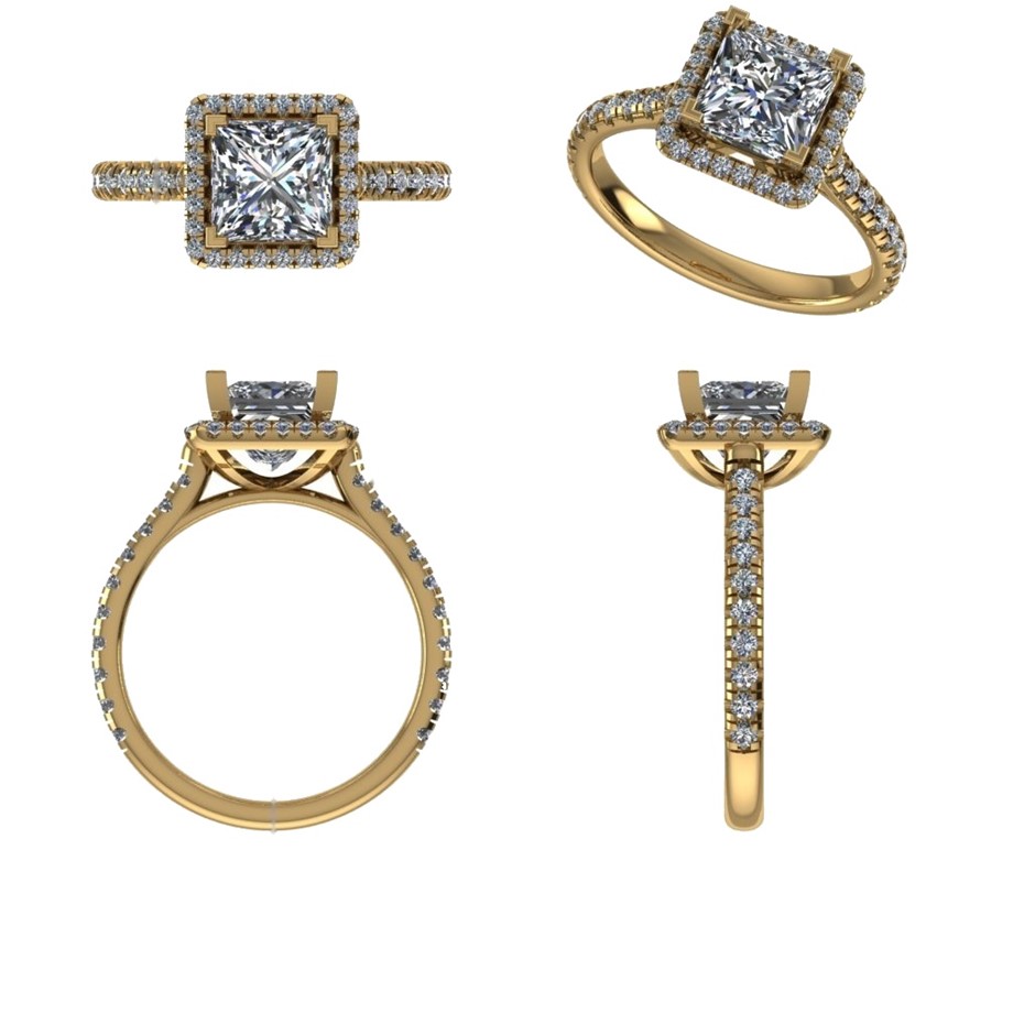 18k Yellow Gold 4ct Lab Diamond Engagement Ring