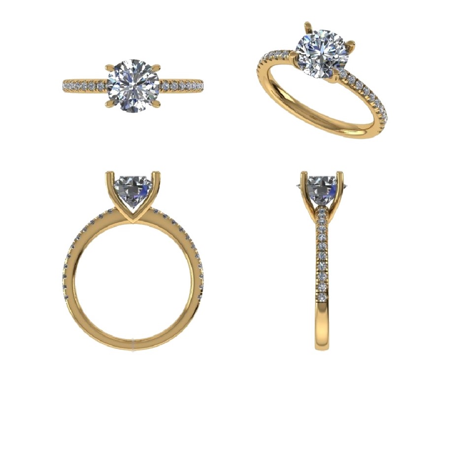 18k Yellow Gold 4ct Lab Diamond Engagement Ring