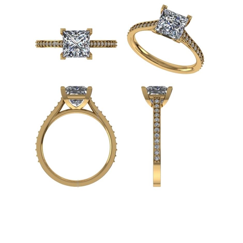 18k Yellow Gold 4ct Lab Diamond Engagement Ring