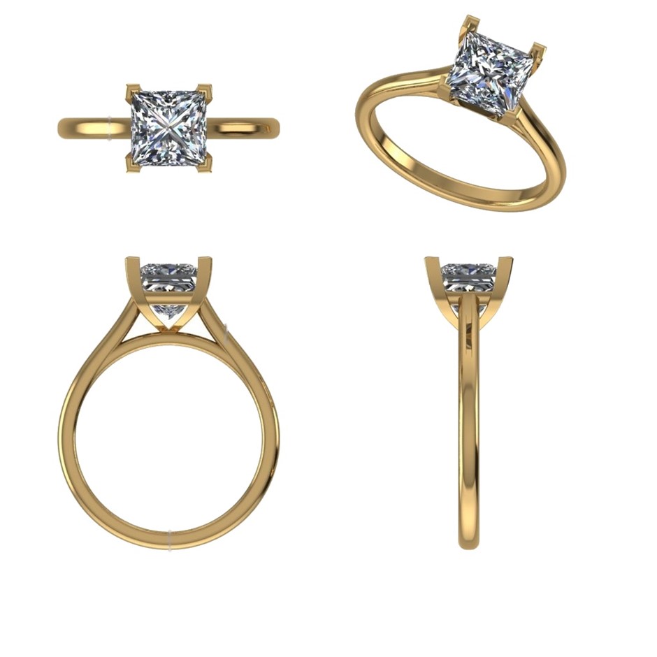 18k Yellow Gold 4ct Lab Diamond Engagement Ring