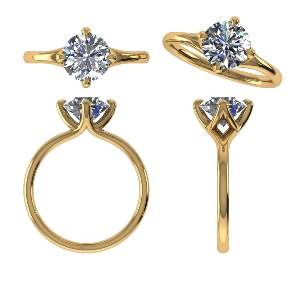 18k Yellow Gold 4ct Lab Diamond Engagement Ring