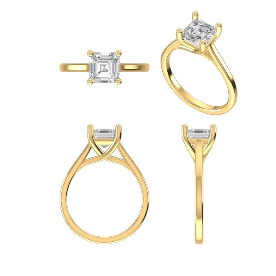 18k Yellow Gold 4ct Lab Diamond Engagement Ring