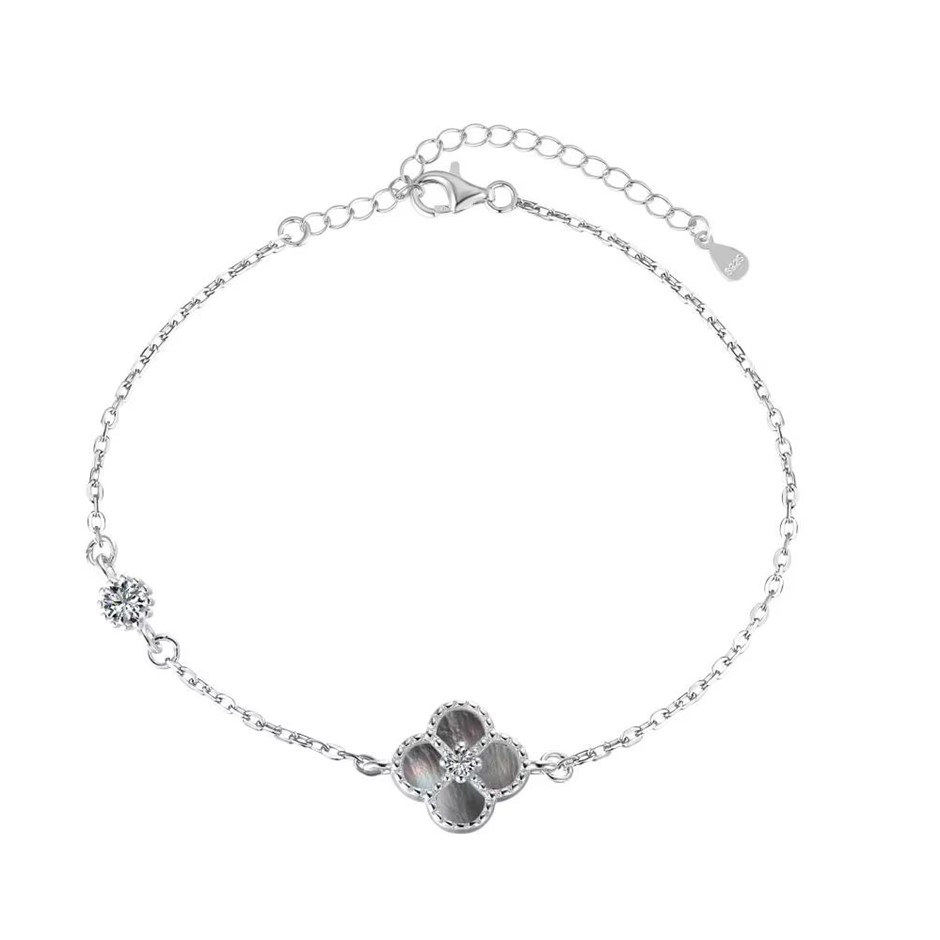 Four Leaf Clover 5A Cubic Zirconia 925 Silver Tennis Bracelet