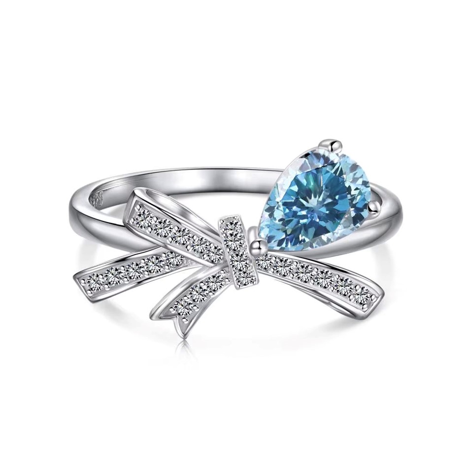 0.5ct Ribbon 5A Cubic Zirconia 925 Sterling Silver Ring - Size 8