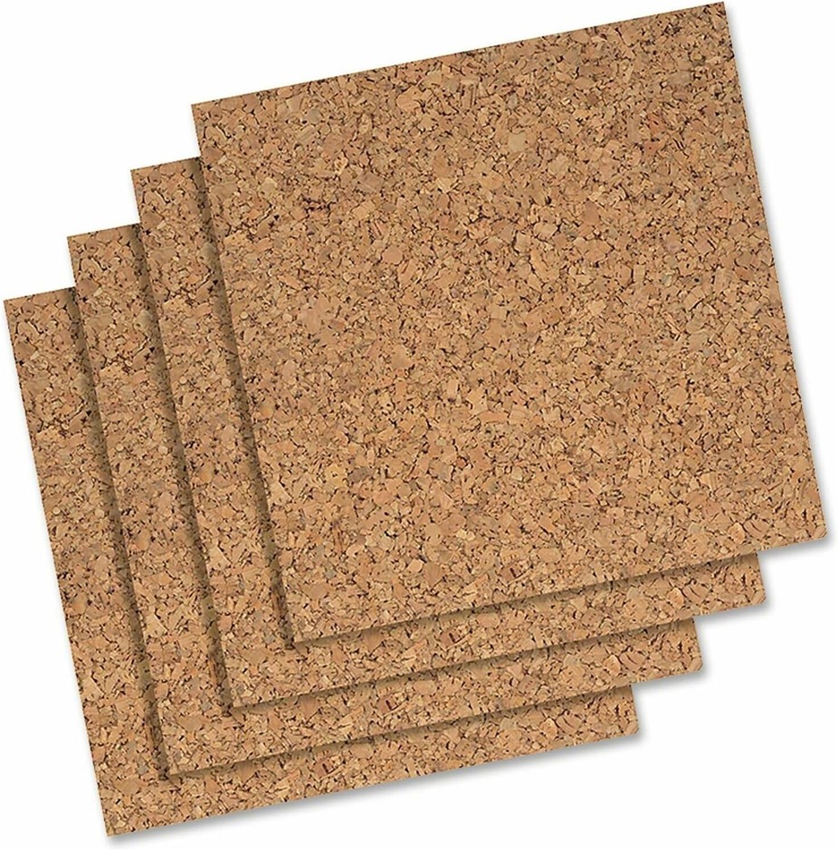 Quartet Cork Tiles, Cork Board, 12" x 12", Corkboard, Wall Bulletin Boards,