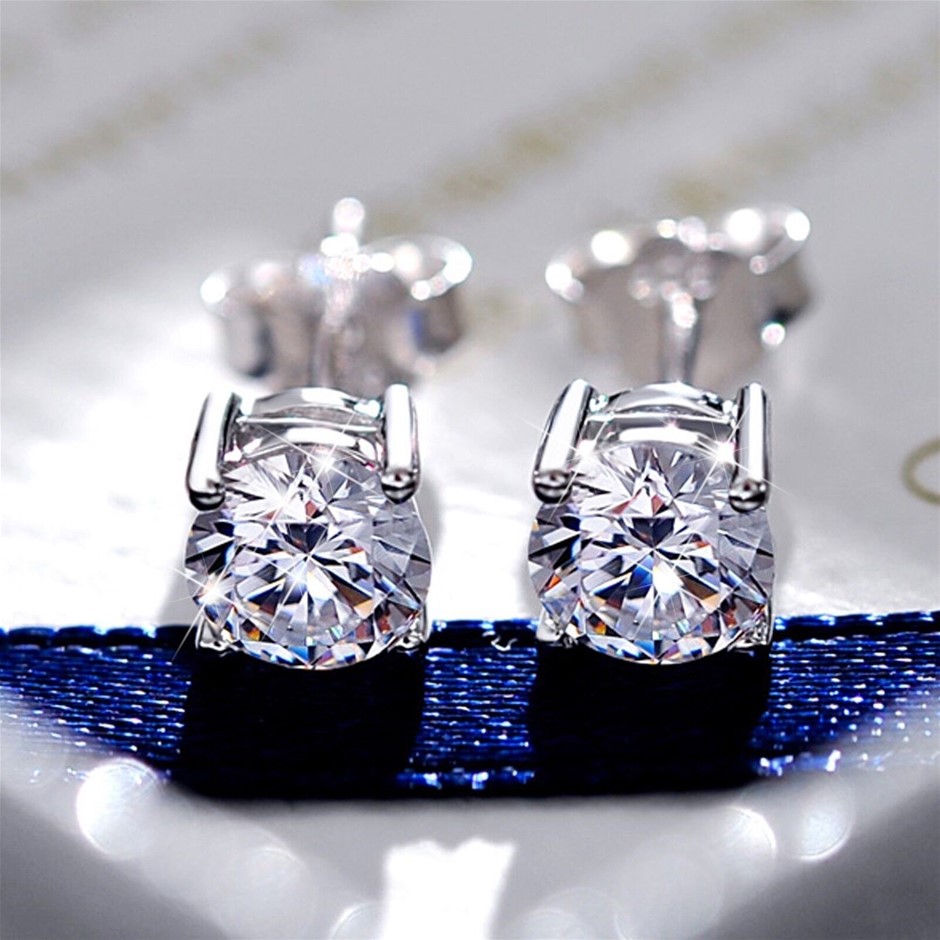 White Gold Plated 1.3ct Swarovski Crystal Stud