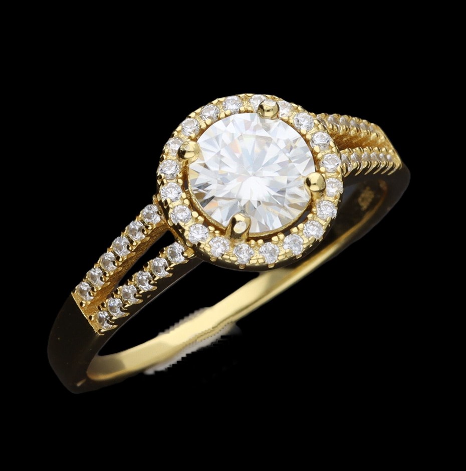 1.00ct GRA Certified Gold Plated Moissanite Ring