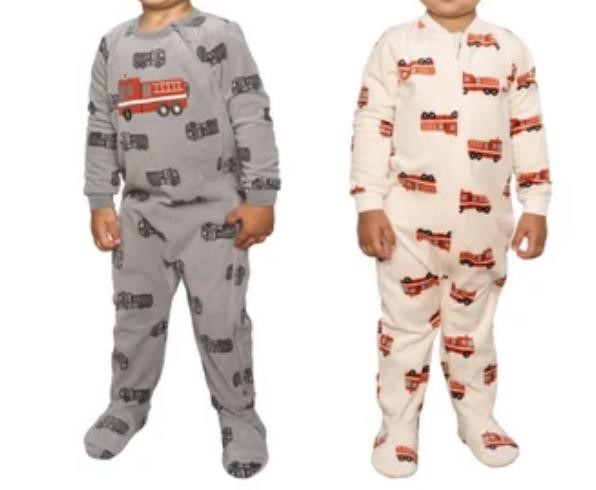 2-Pack PEKKLE Baby's Fleece Sleeper Set, Size 9M, Car (Grey/Tan). Buyers N