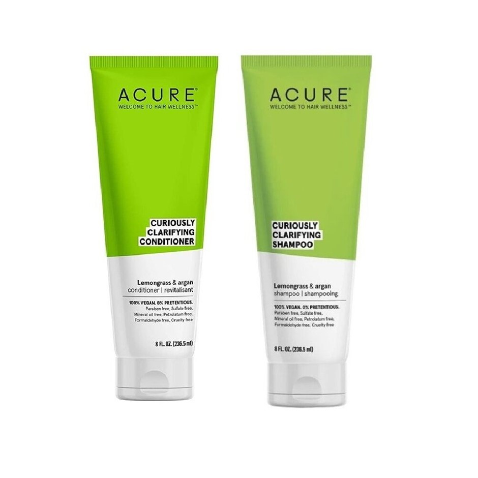 ACURE 236ml Clarifying Lemongrass Shampoo & Conditioner Set. Buyers Note -
