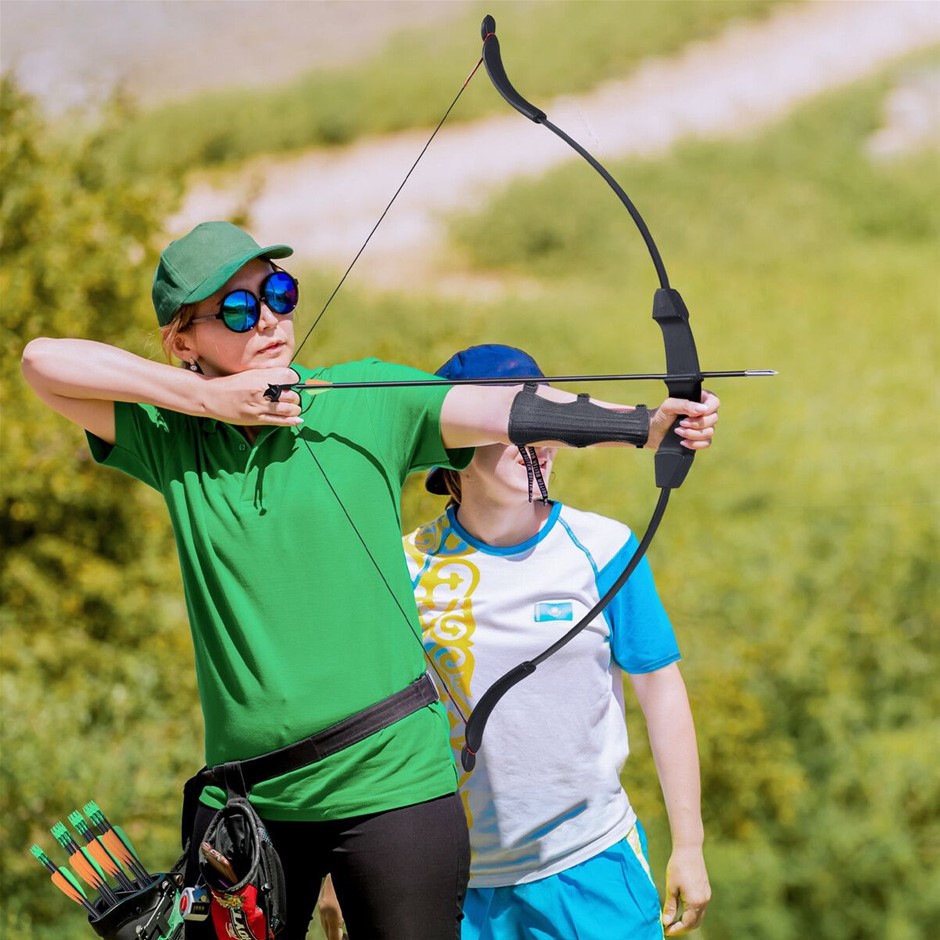 30lbs Recurve Bow Arrow Set Archery Target Shooting Left Right Handed Black