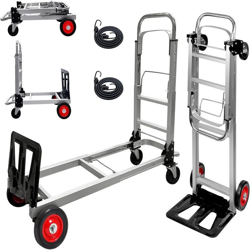 Convertible Folding Hand Cart with Wheels & Straps for Moving Luggage 200kg