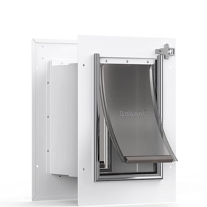 BABONI Pet Door for Wall, Steel Frame and Telescoping Tunnel, Aluminum Lock