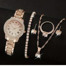 Jewelz Merchants Rose Gold-Tone 5-Piece Jewellery Set – FREE $10 Box