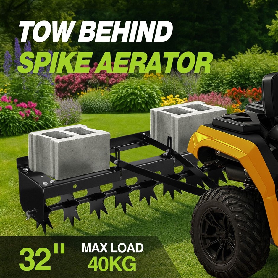 81cm Tow Behind Lawn Aerator Spike Roller with Heavy Duty Steel Tines