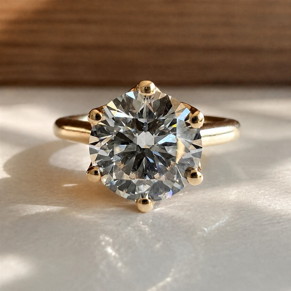 2.54 IGI Lab Round Diamond Solid 10k Gold Ring
