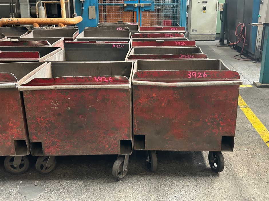 10x Steel Fabricated Mobile Swarf Bins