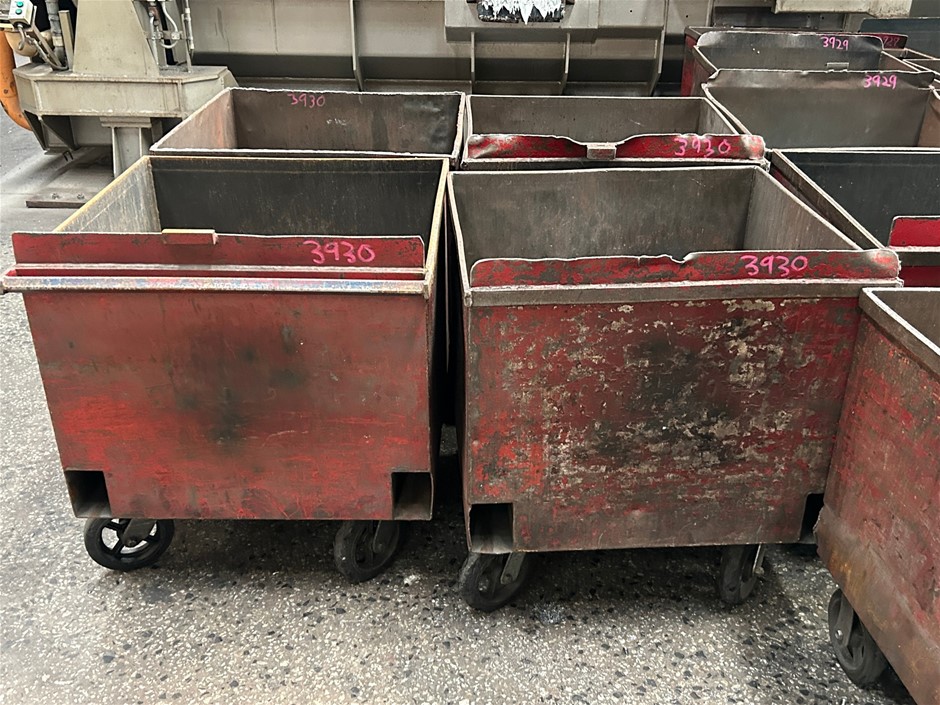 4x Steel Fabricated Mobile Swarf Bins