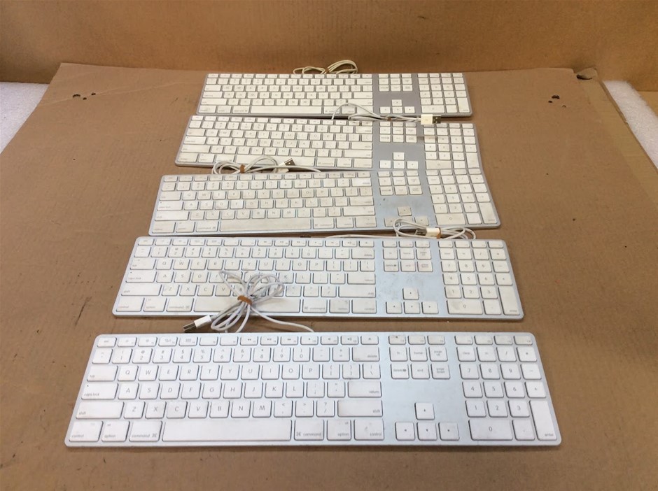 Apple A1243 Full Size Aluminum Apple Keyboards (Lot of 5)