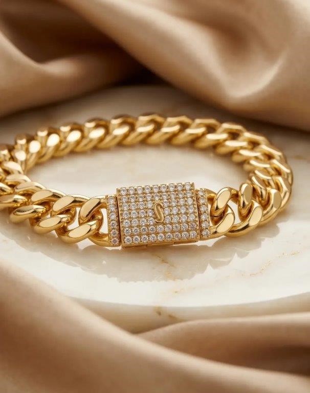 14K-Stamped Yellow Gold Filled Cuban Bracelet -22.8cm-10mm-Bonus Gift