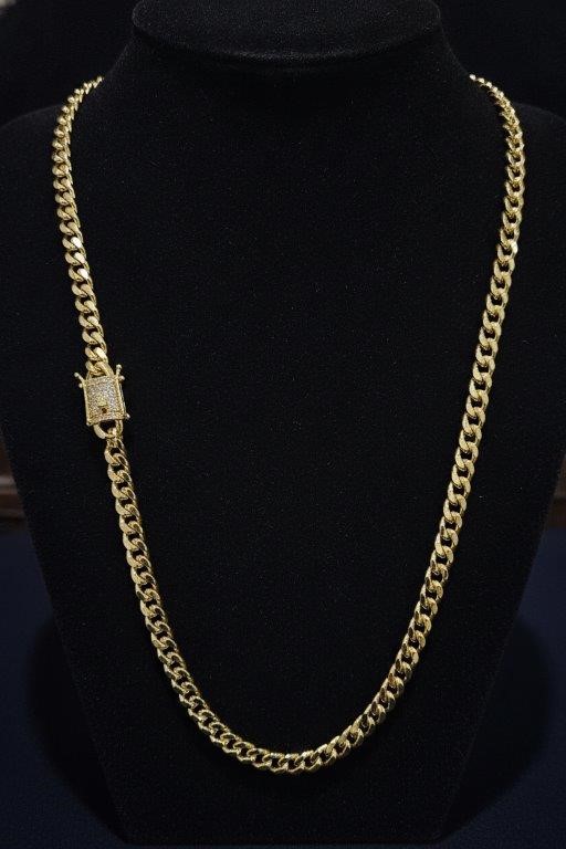 14K-Stamped Yellow Gold Filled Cuban Chain -55cm-6mm-Bonus Gift