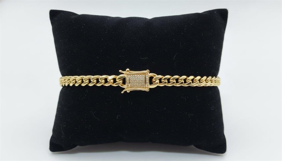 14K-Stamped Yellow Gold Filled Cuban Bracelet -22cm-6mm-Bonus Gift