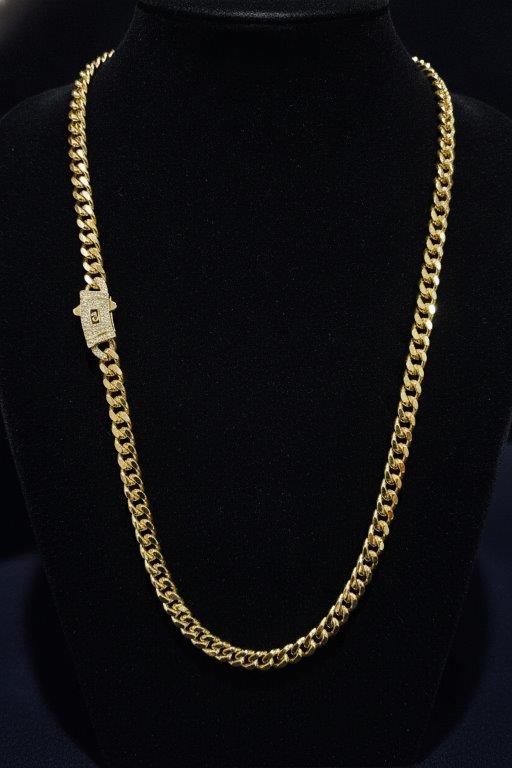 14K-Stamped Yellow Gold Filled Cuban Miami Chain -55cm-6mm-Bonus Gift
