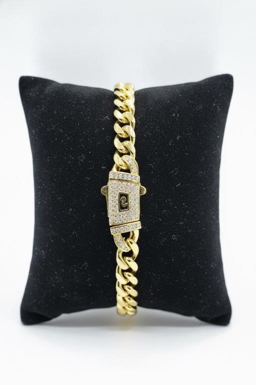 14K-Stamped Yellow Gold Filled Cuban Bracelet -17.5cm-6mm-Bonus Gift