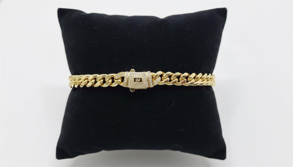 14K-Stamped Yellow Gold Filled Cuban Bracelet -22cm-8mm-Bonus Gift