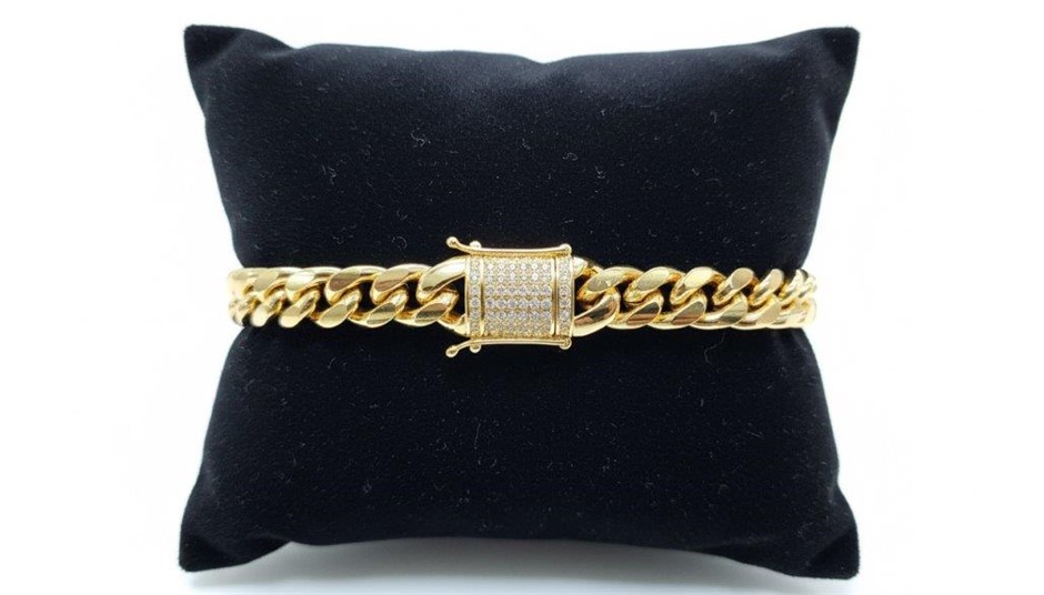 14K-Stamped Yellow Gold Filled Cuban Bracelet -20cm-8mm-Bonus Gift