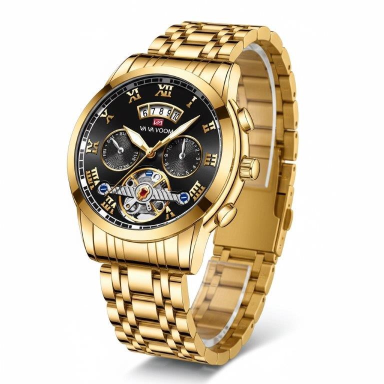 Jewelz Merchants Men’s Luxury Gold-Tone Multi-Dial Watch – Father’s Day