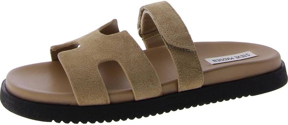 Steve Madden Women's Mayven Slide Sandal, Taupe Suede, 6 US