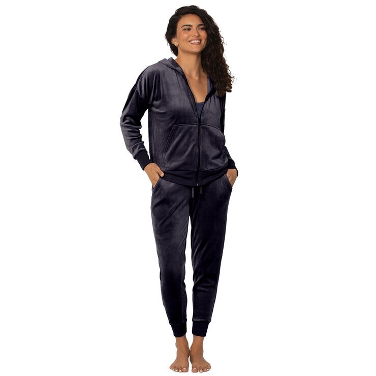 2pc JEZEBEL Women's Velour Set, Size S, Inkwell Navy. NB: has been worn.