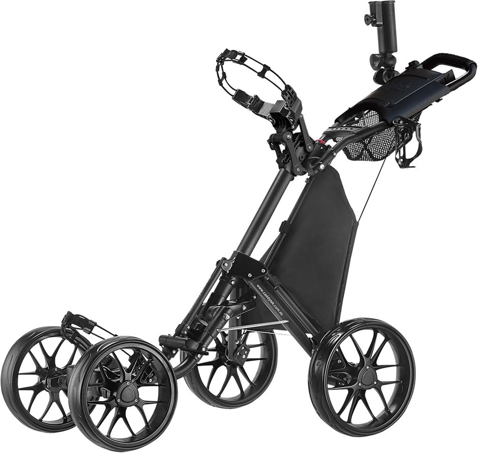 CaddyCruiser ONE Pro One-Click Folding 4-Wheel Golf Push Cart. NB: Well use