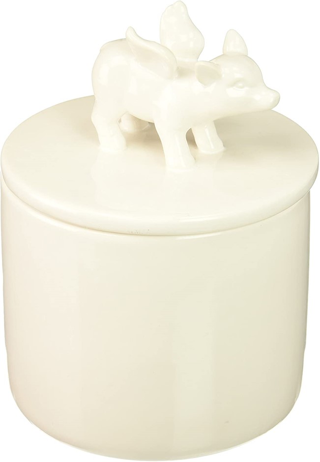 4 X KOEHLER White Flying Pig Kitchen Jar, 15.9 x 15.9 x 20 cm.