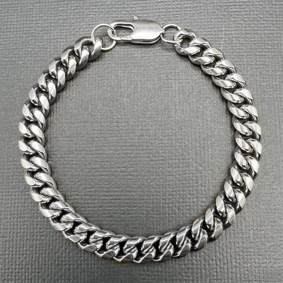 Silver-Filled Cuban Link Chain Bracelet, 8MM Wide - 20.3cm