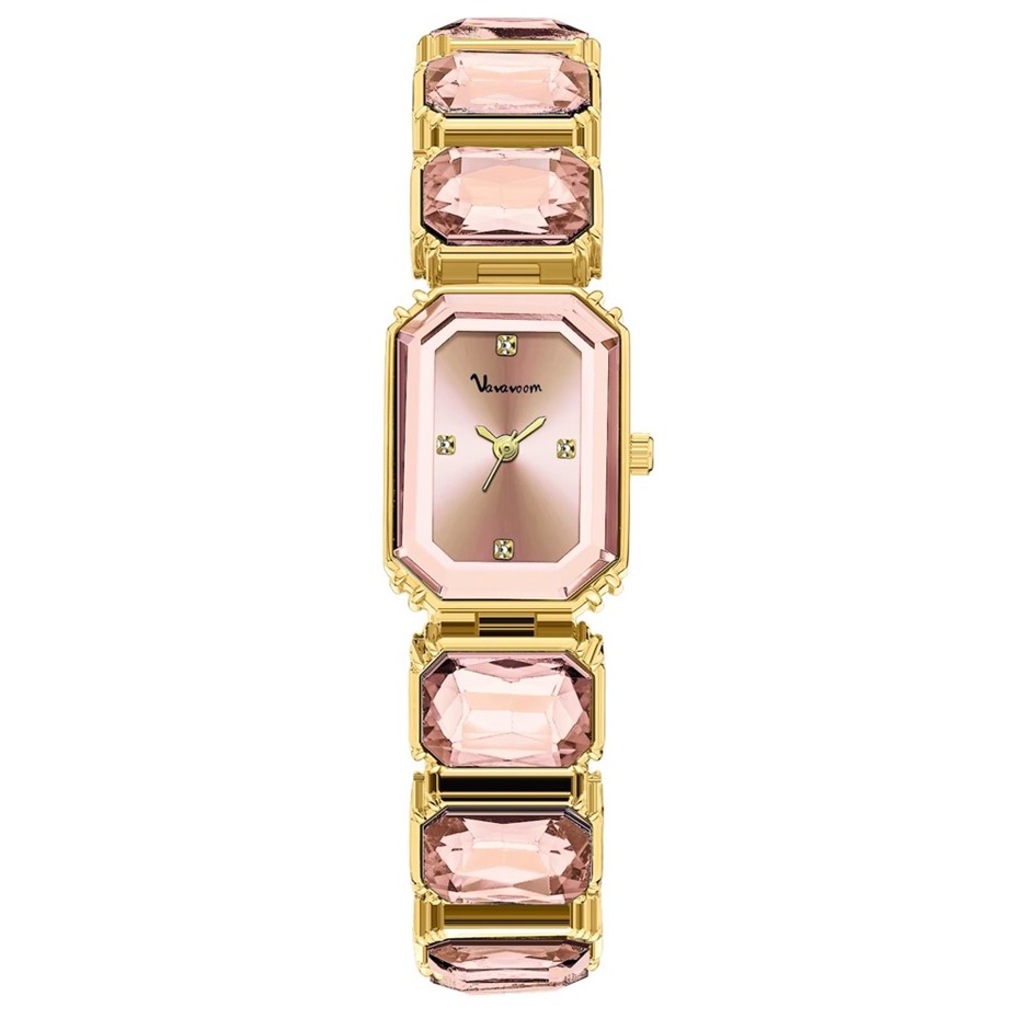 Luxury Women's Cubic Zirconia Encrusted Quartz Watch - Rose/Gold