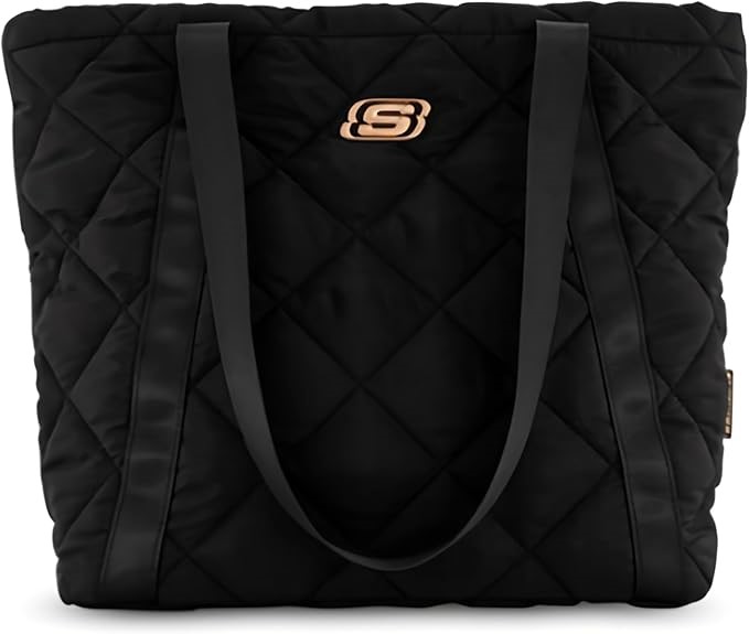 SKECHERS Women's Quilted Tote Bag, Black, One Size, 41091310. Buyers Note