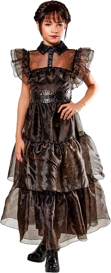 WEDNESDAY Girl's Rave'n Deluxe Costume, Size L, Wednesday (Netflix), 10008